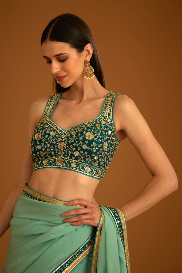 Opal Green Saree Set.