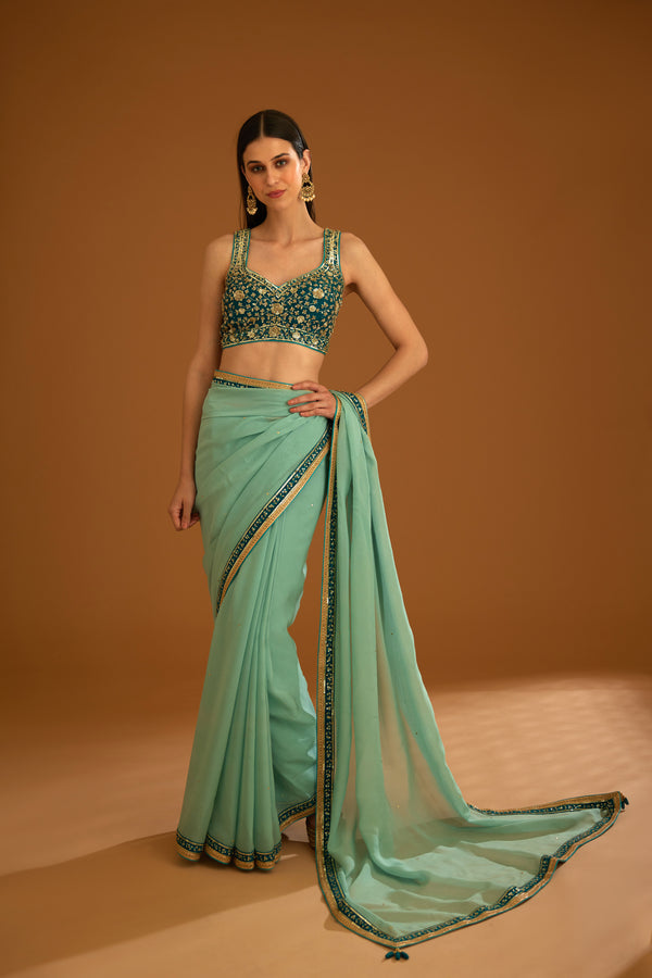 Opal Green Saree Set.