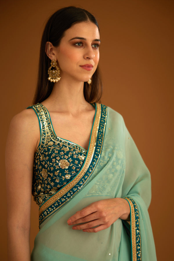 Opal Green Saree Set.