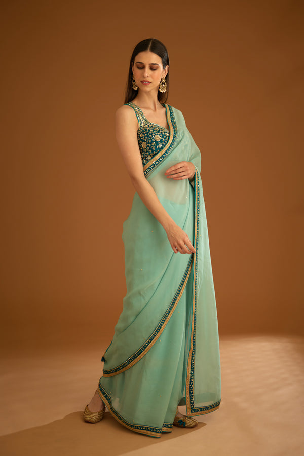 Opal Green Saree Set.