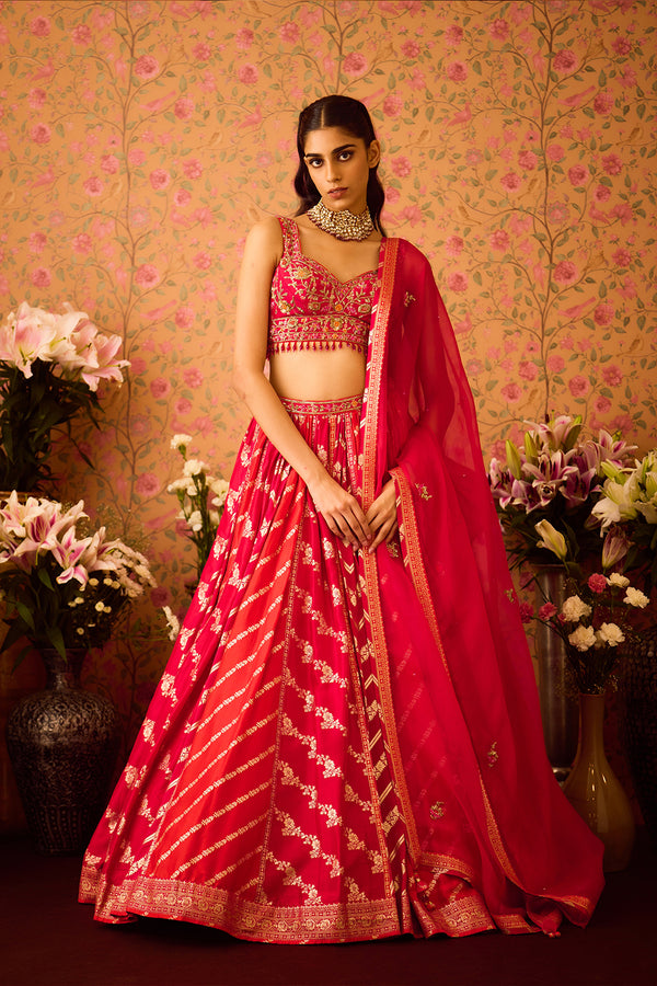 Scarlet Red Lehenga Set.