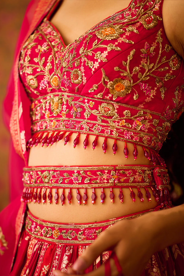 Scarlet Red Lehenga Set.