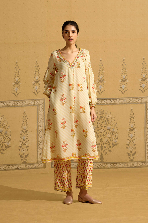 Beige Kurta Set.