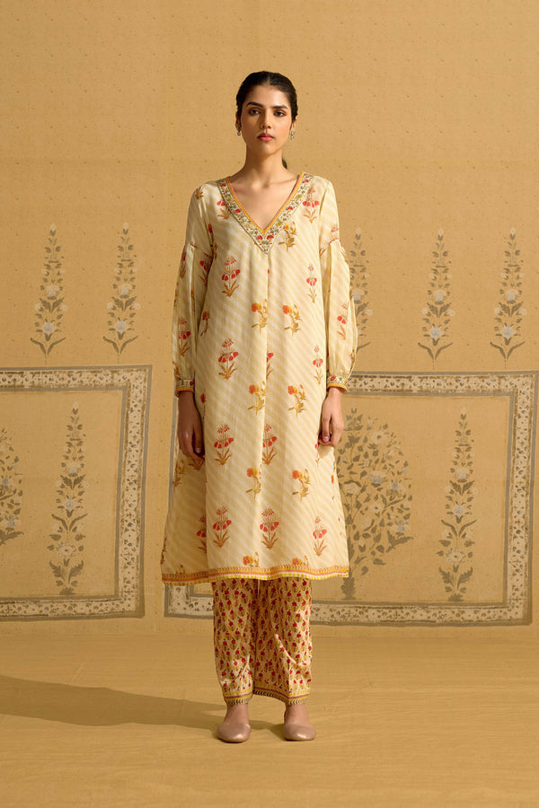 Beige Kurta Set.