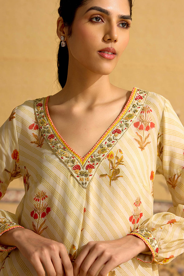 Beige Kurta Set.