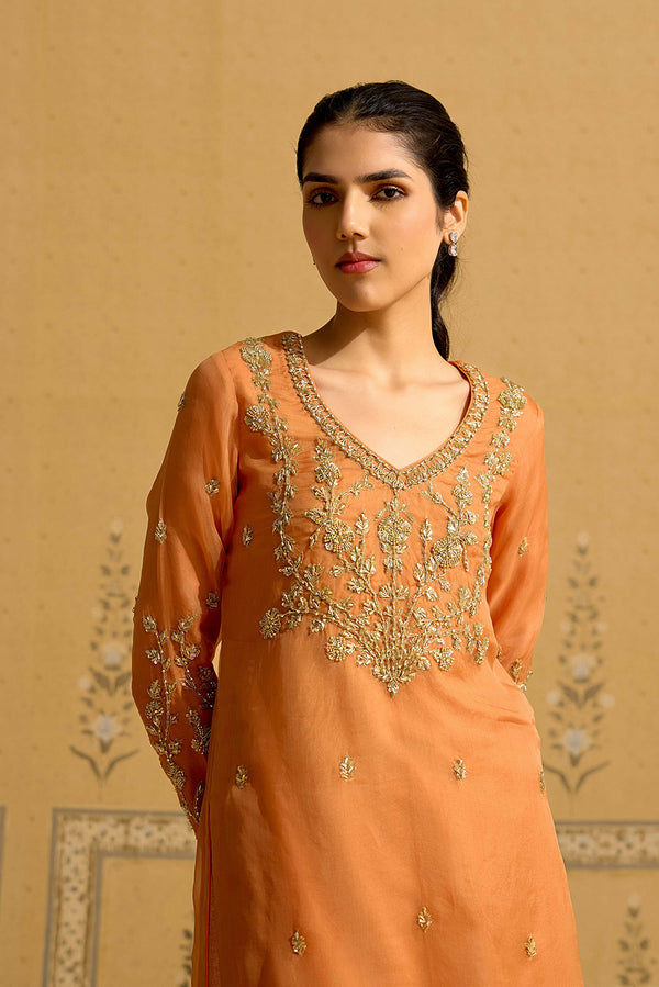 Rust Orange Kurta Set.