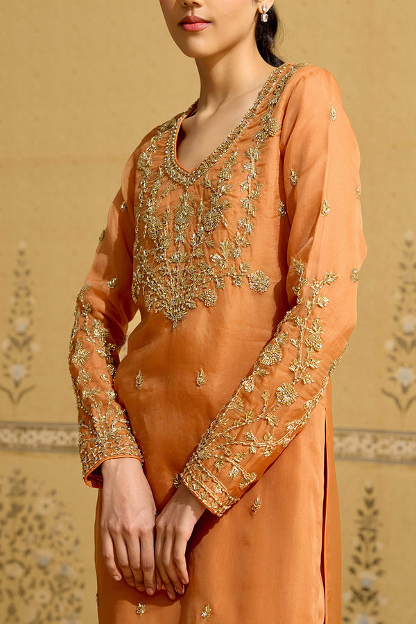 Rust Orange Kurta Set.