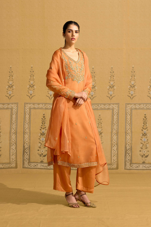 Rust Orange Kurta Set.