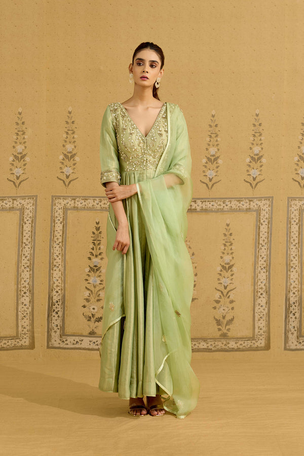 Nile Green Anarkali Set.