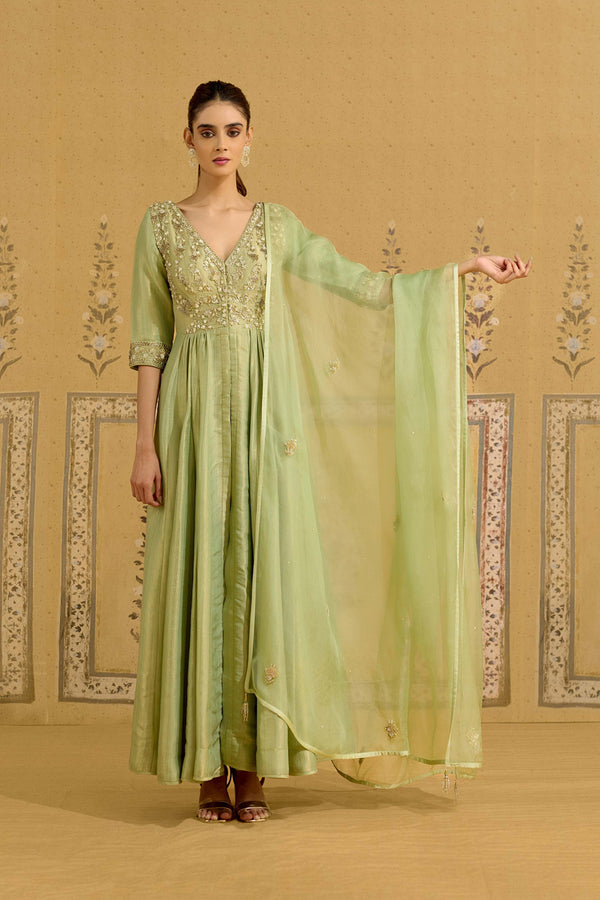 Nile Green Anarkali Set.
