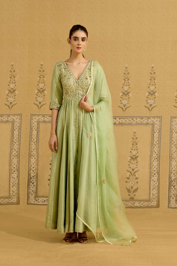 Nile Green Anarkali Set.