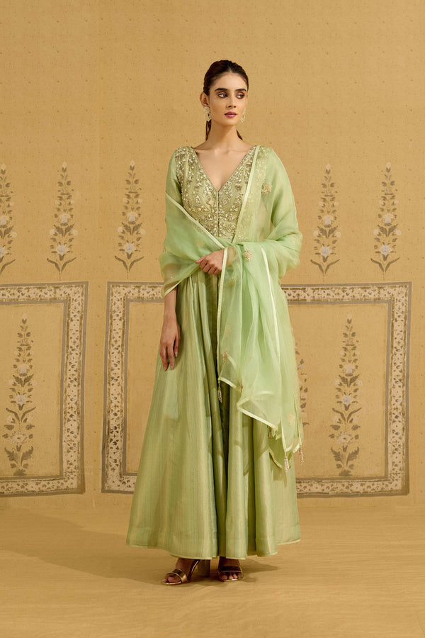 Nile Green Anarkali Set.