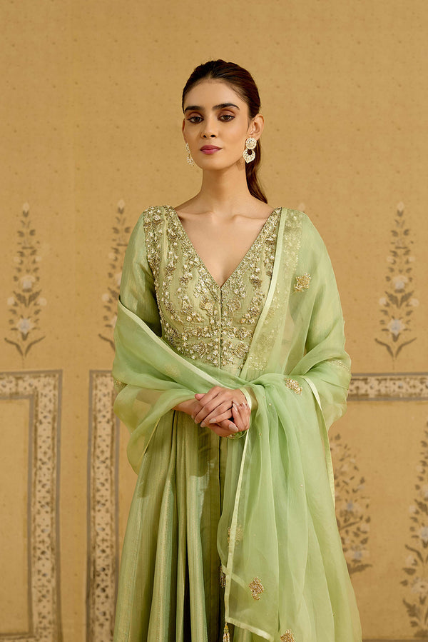 Nile Green Anarkali Set.