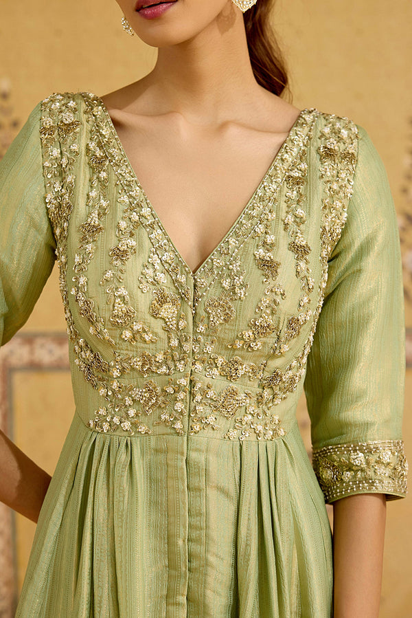 Nile Green Anarkali Set.