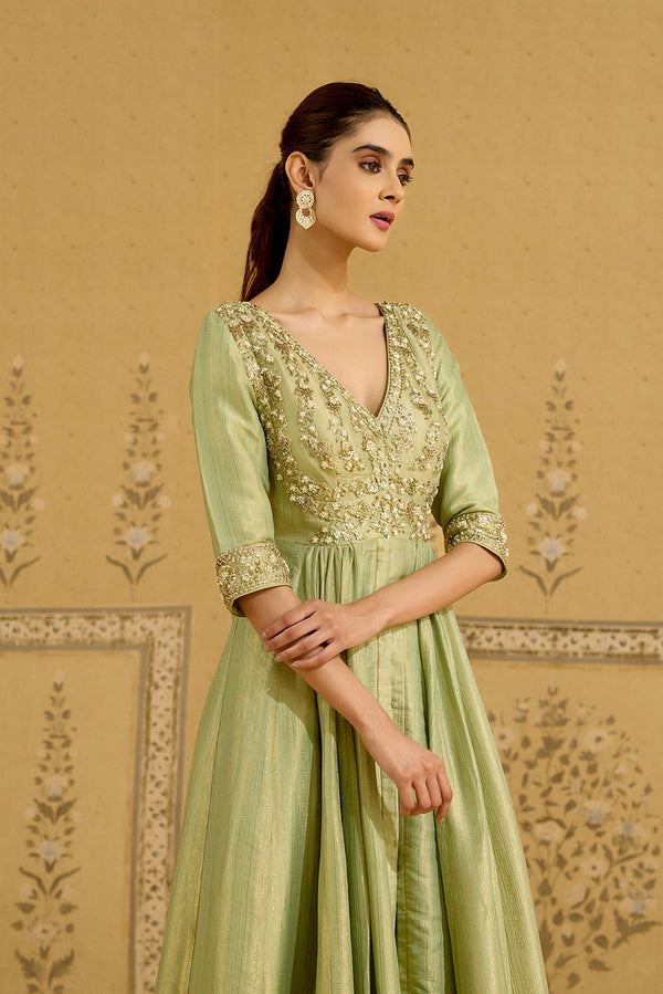 Nile Green Anarkali Set.