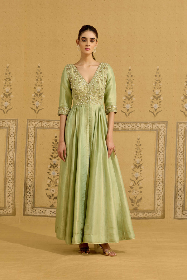 Nile Green Anarkali Set.
