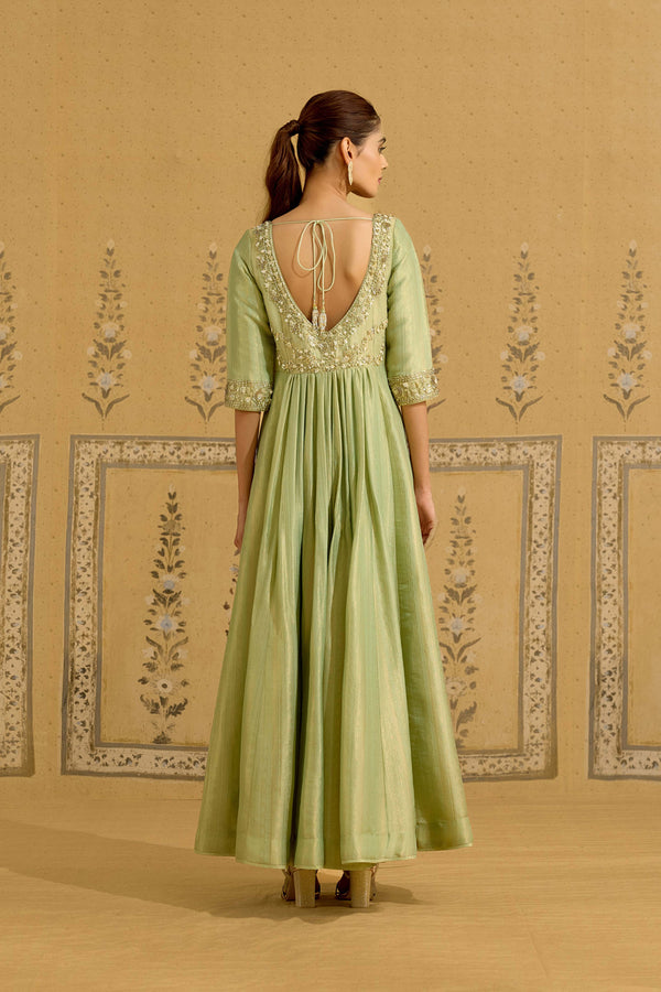 Nile Green Anarkali Set.