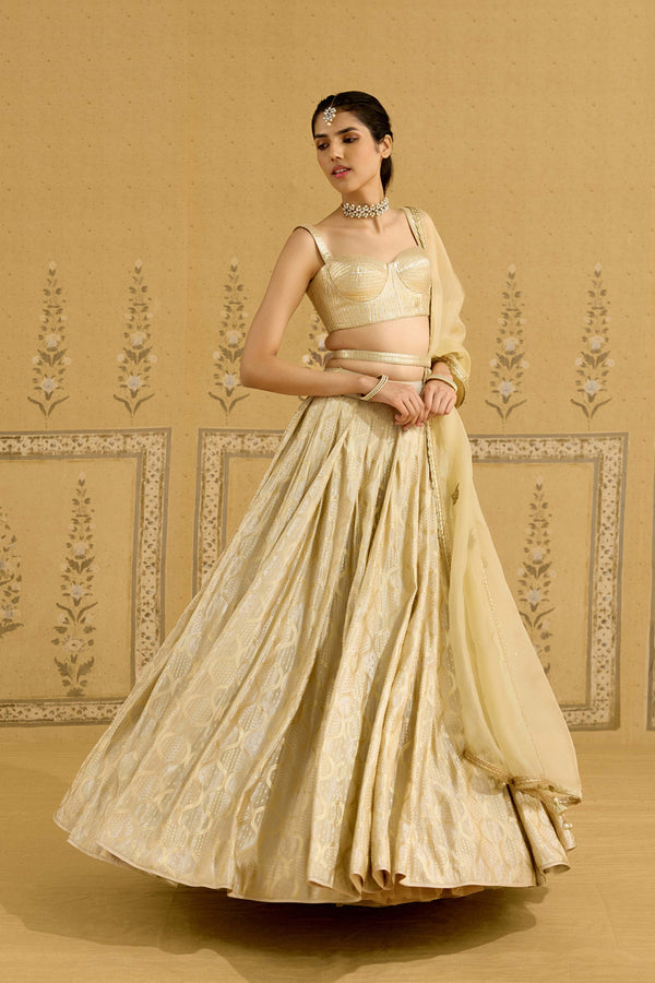 Golden Orange Lehenga Set.