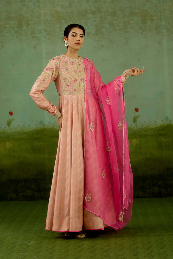 Rose Pink Anarkali Set.