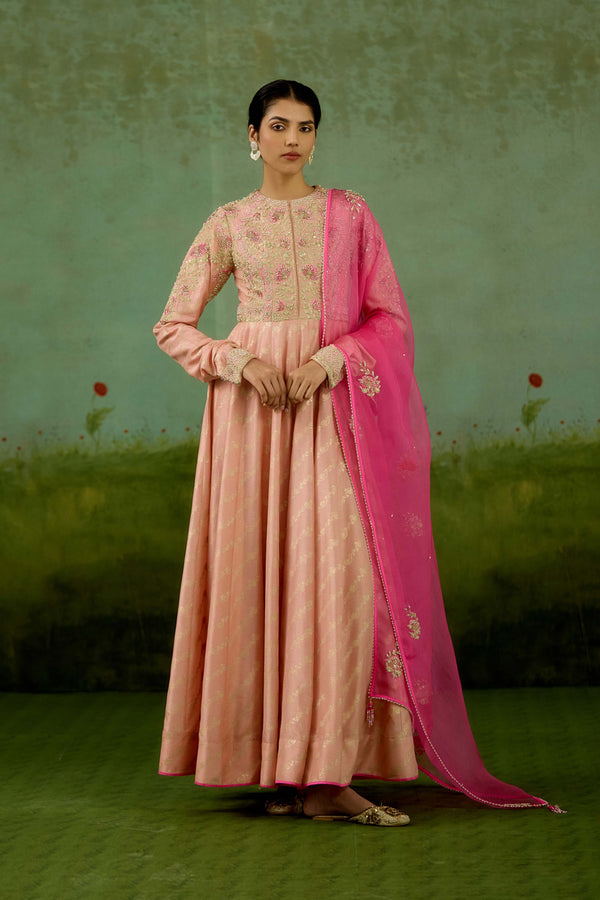 Rose Pink Anarkali Set.