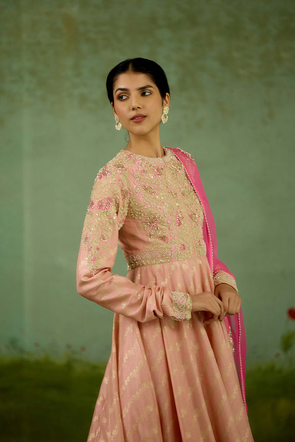 Rose Pink Anarkali Set.