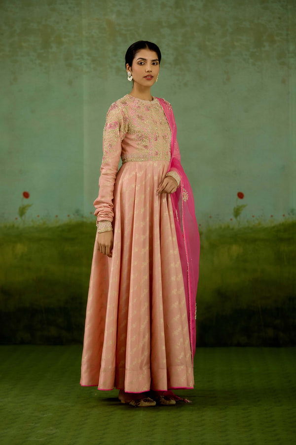 Rose Pink Anarkali Set.