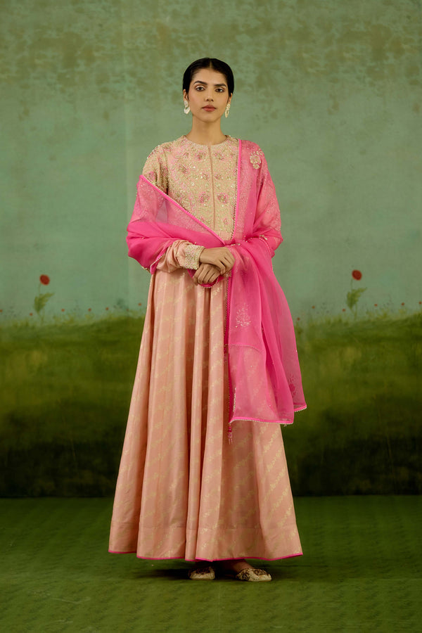 Rose Pink Anarkali Set.