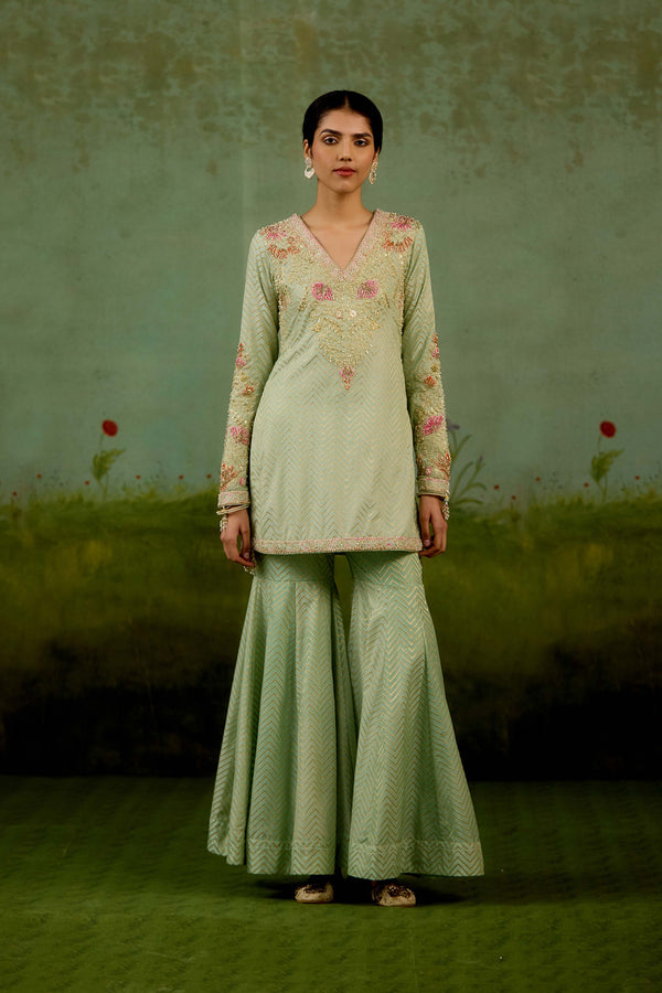 Sea Green Sharara Set