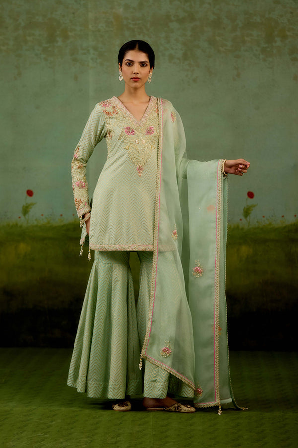 Sea Green Sharara Set