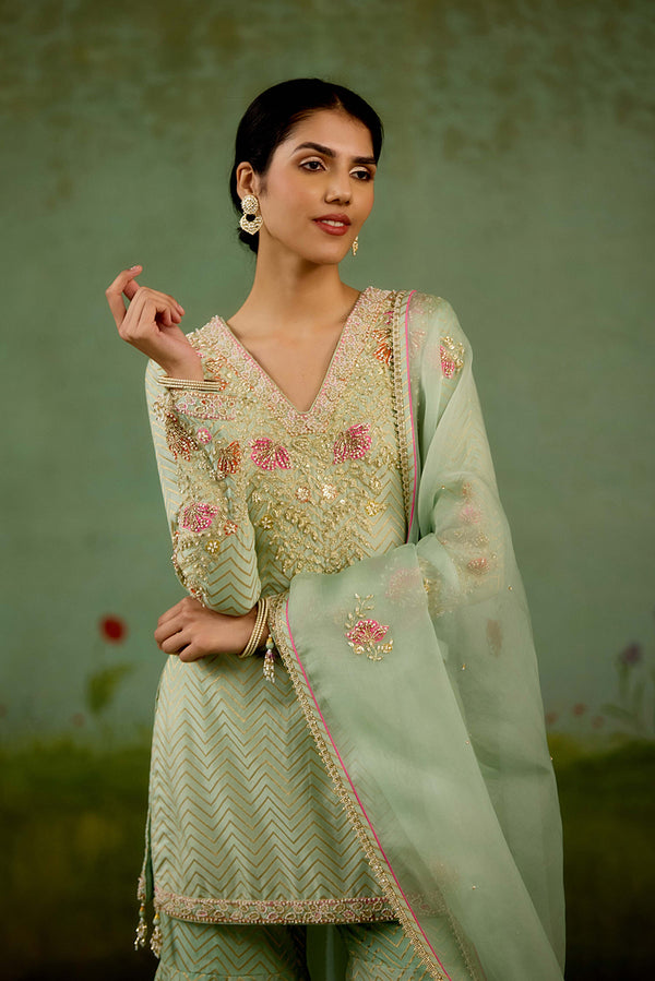 Sea Green Sharara Set