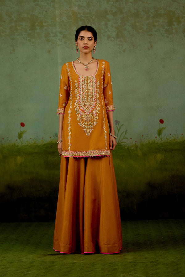 Rust Orange Sharara Set.