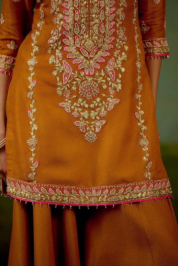 Rust Orange Sharara Set.