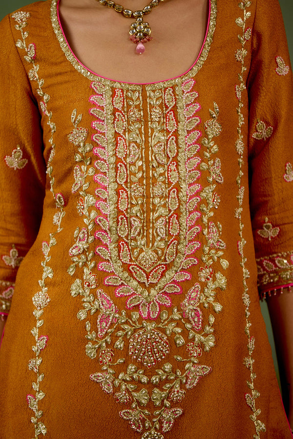 Rust Orange Sharara Set.