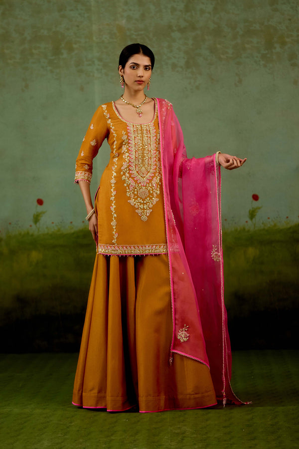 Rust Orange Sharara Set.