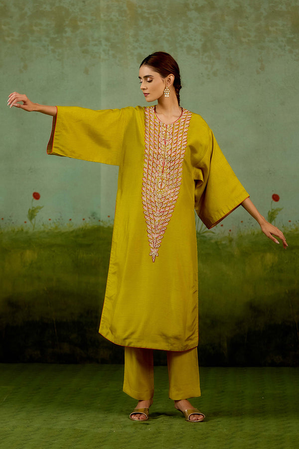 Warm Olive Green Kurta Set.