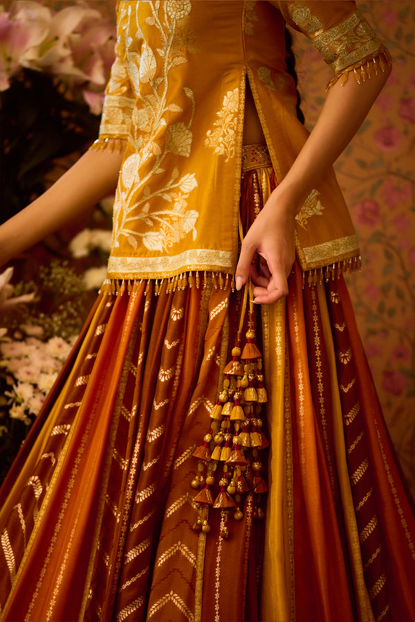 Yam Yellow Choli Lehenga Set.