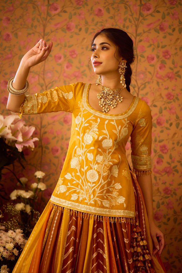 Yam Yellow Choli Lehenga Set.