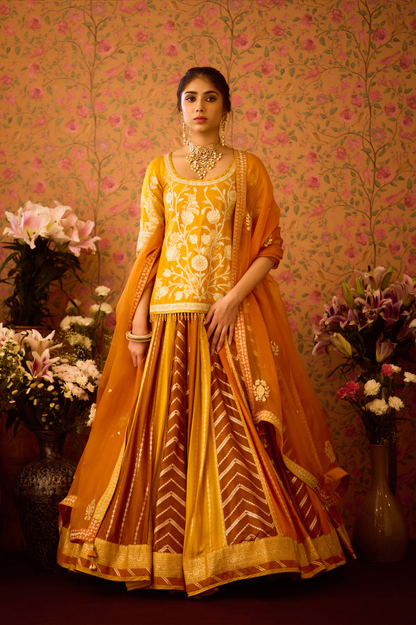 Yam Yellow Choli Lehenga Set.