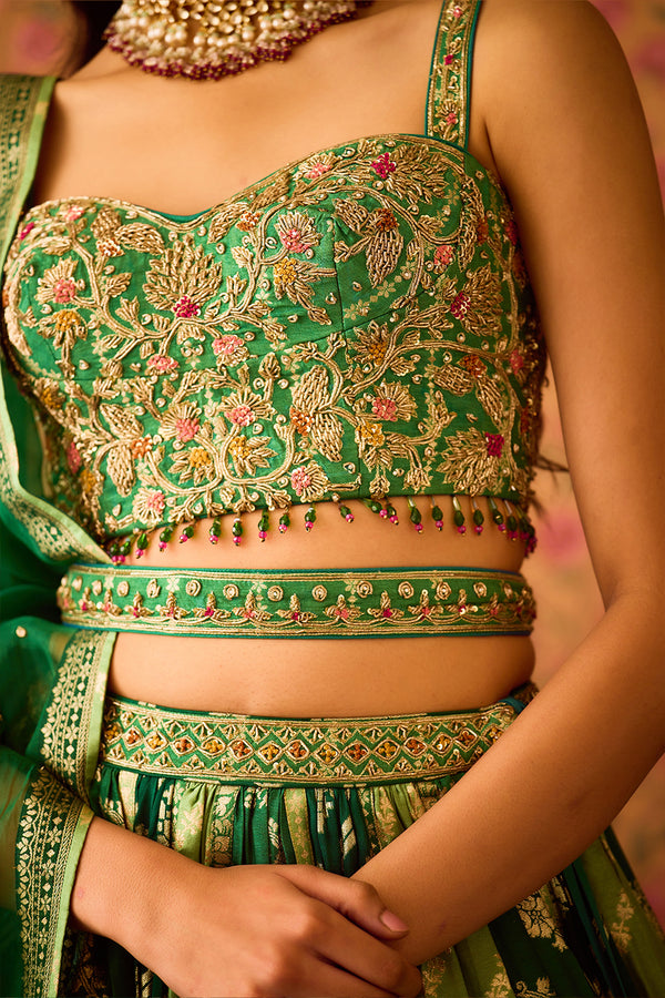 Jasper Green Lehenga Set.