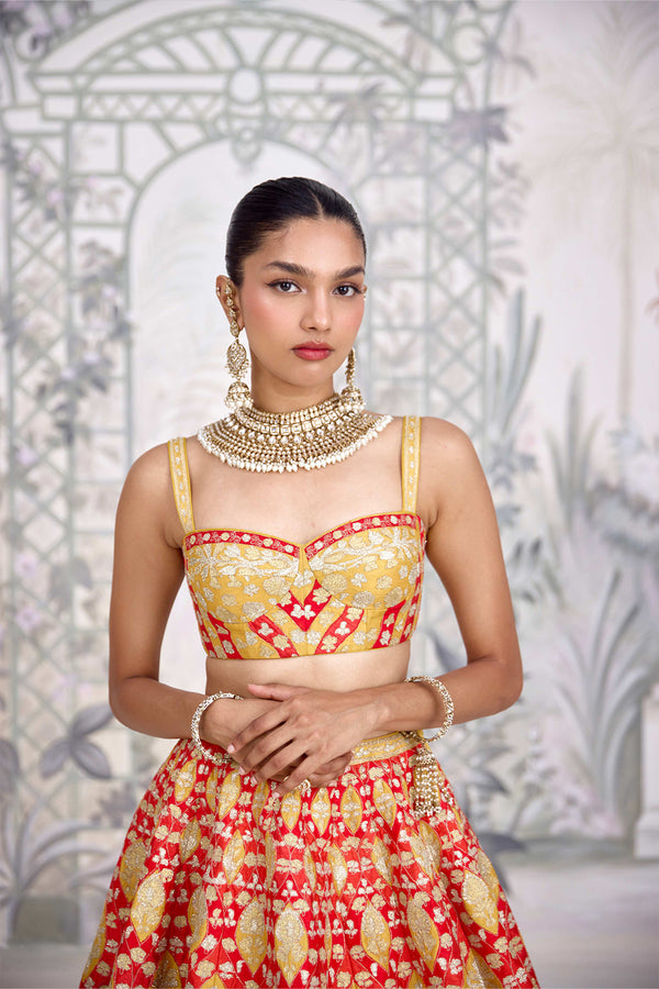 Red Orange Lehenga Set