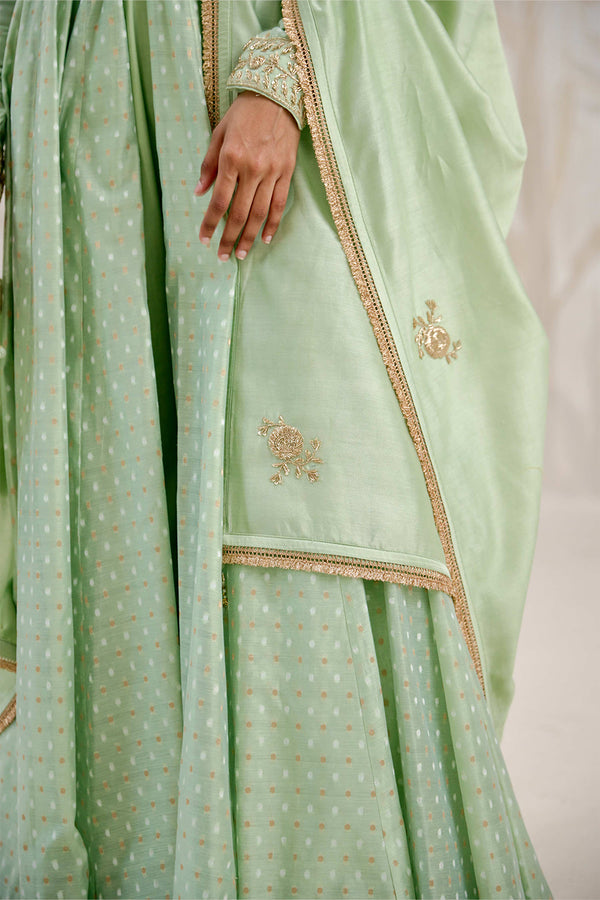Sea Green Anarkali Set.