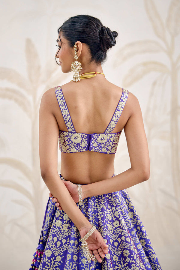 Purple Blue Lehenga Set.