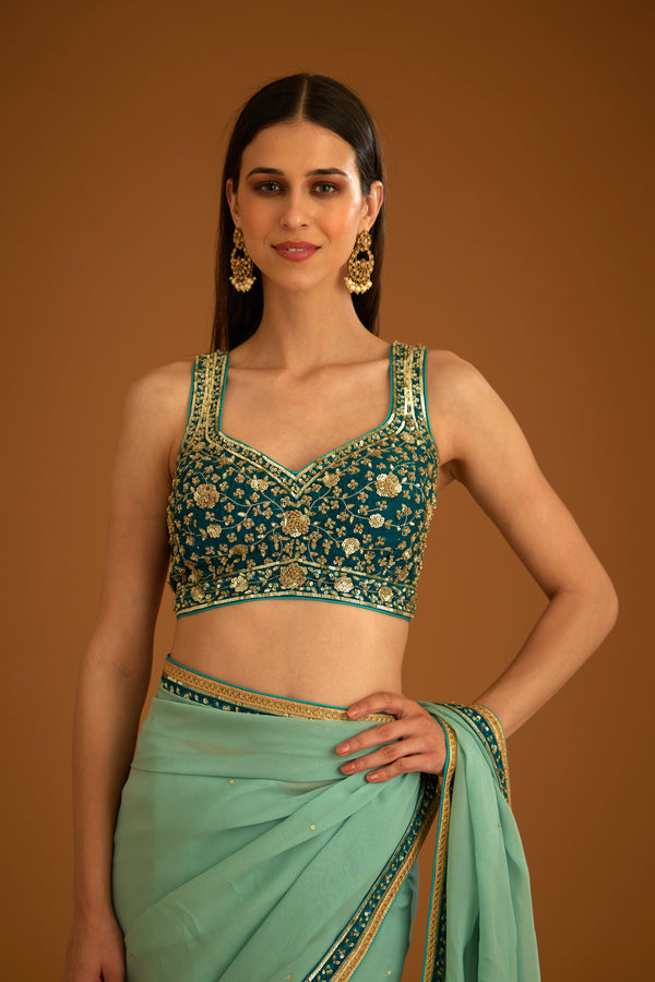 Opal Green Saree Set.