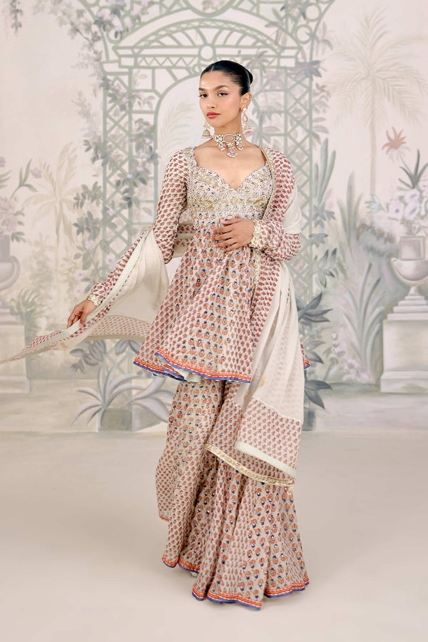 Birch White Sharara Set.