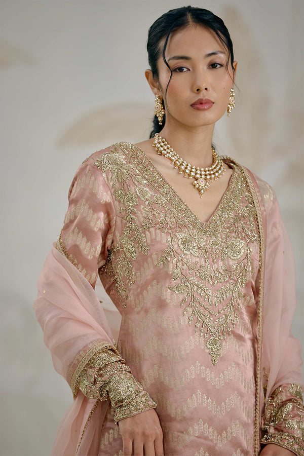 Old Rose Pink Sharara Set.