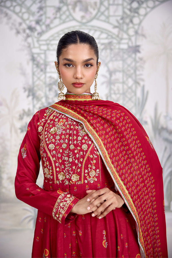 Maroon Anarkali Set.