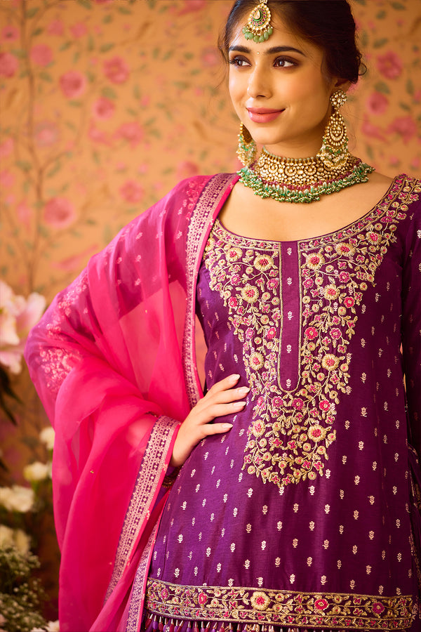 Phlox Purple Choli Lehenga Set.