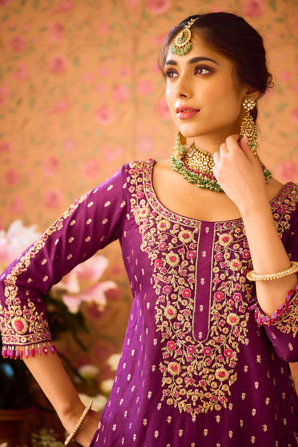 Phlox Purple Choli Lehenga Set.