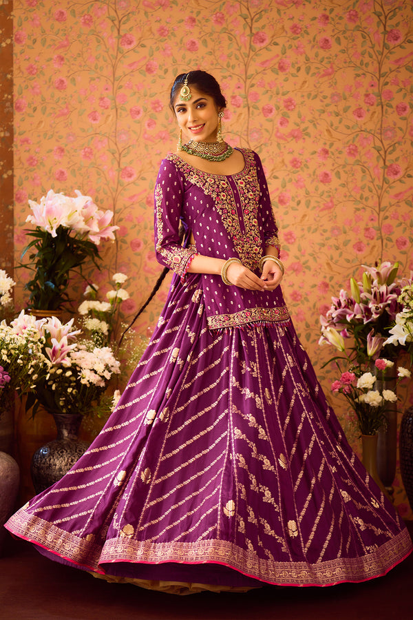 Phlox Purple Choli Lehenga Set.