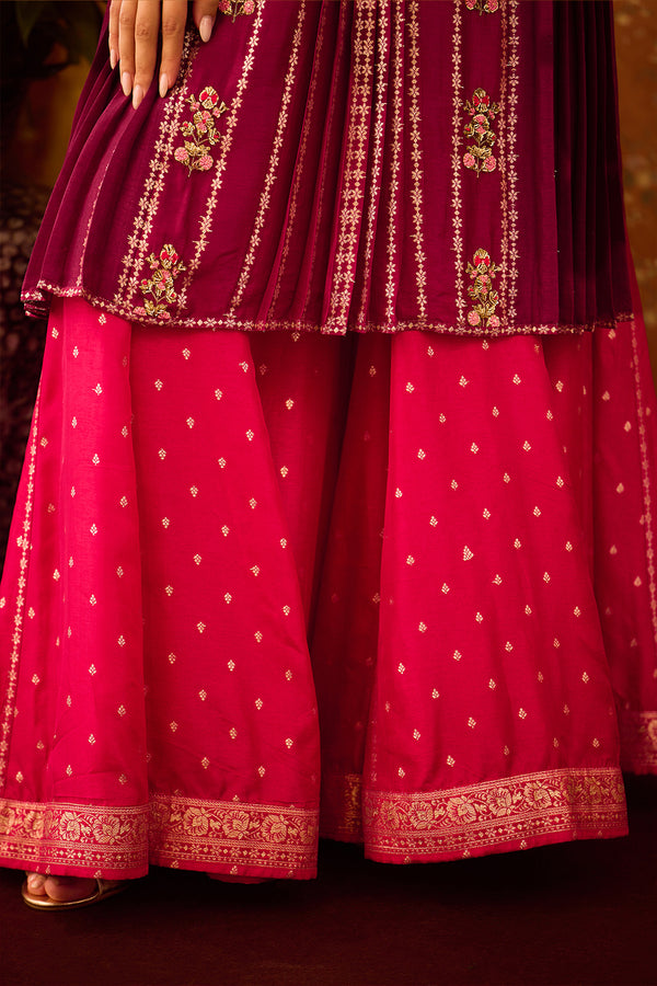 Raspberry Purple Sharara Set.